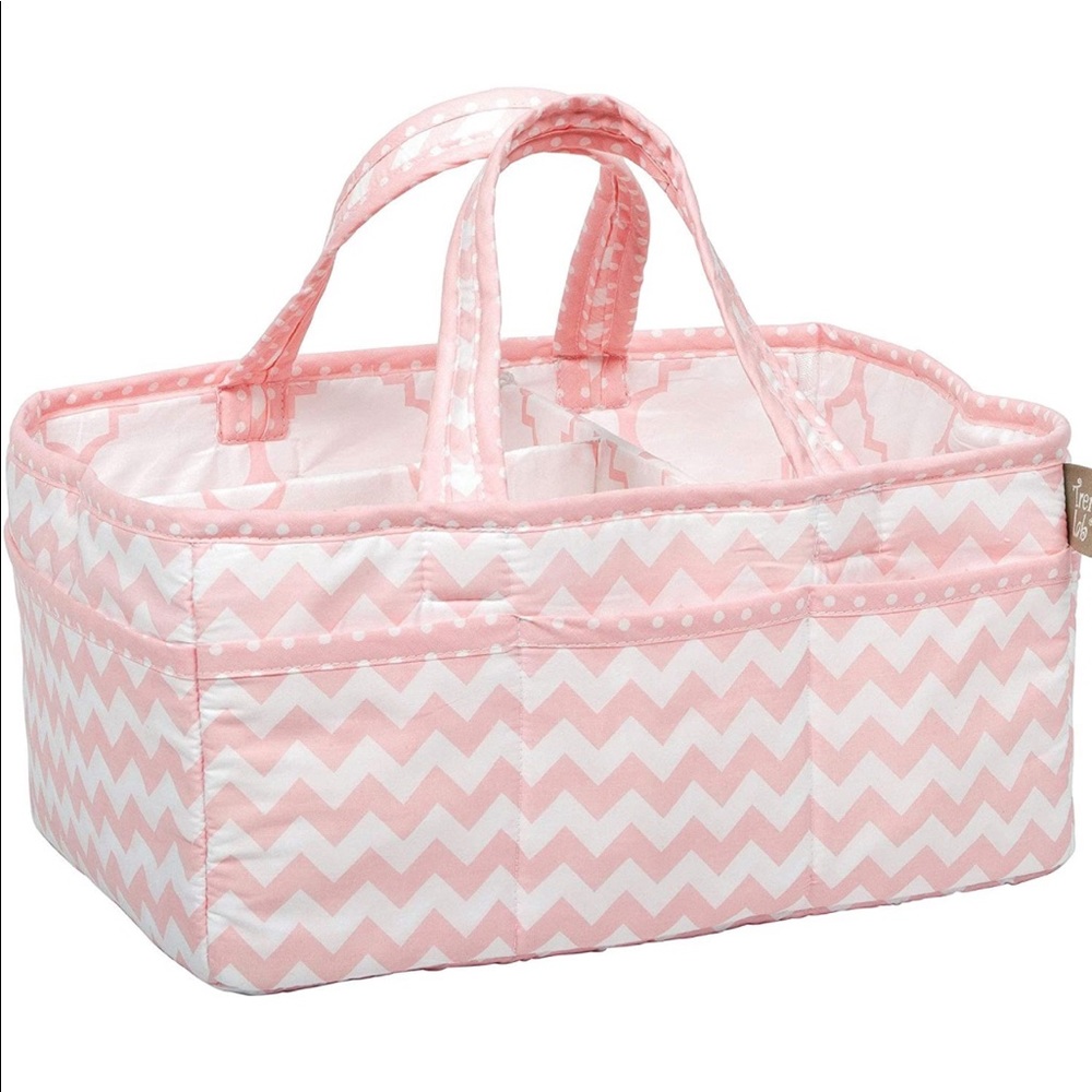 Trend lab pink chevron diaper caddy